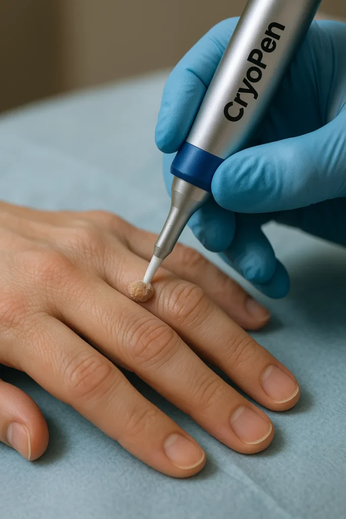example of cryopen wart removal Cockfosters treatment on a persons finger