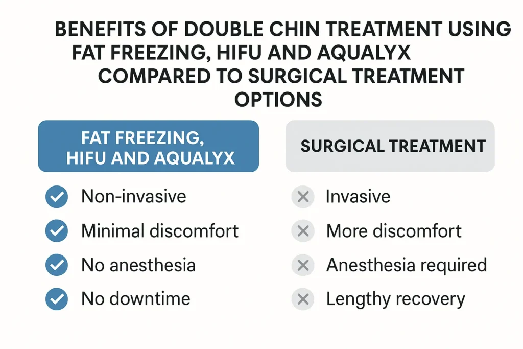 Graphic about the benefits of double chin treatment Cockfosters - from LA LIPO