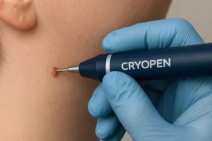 Person receiving skin tag removal Cockfosters